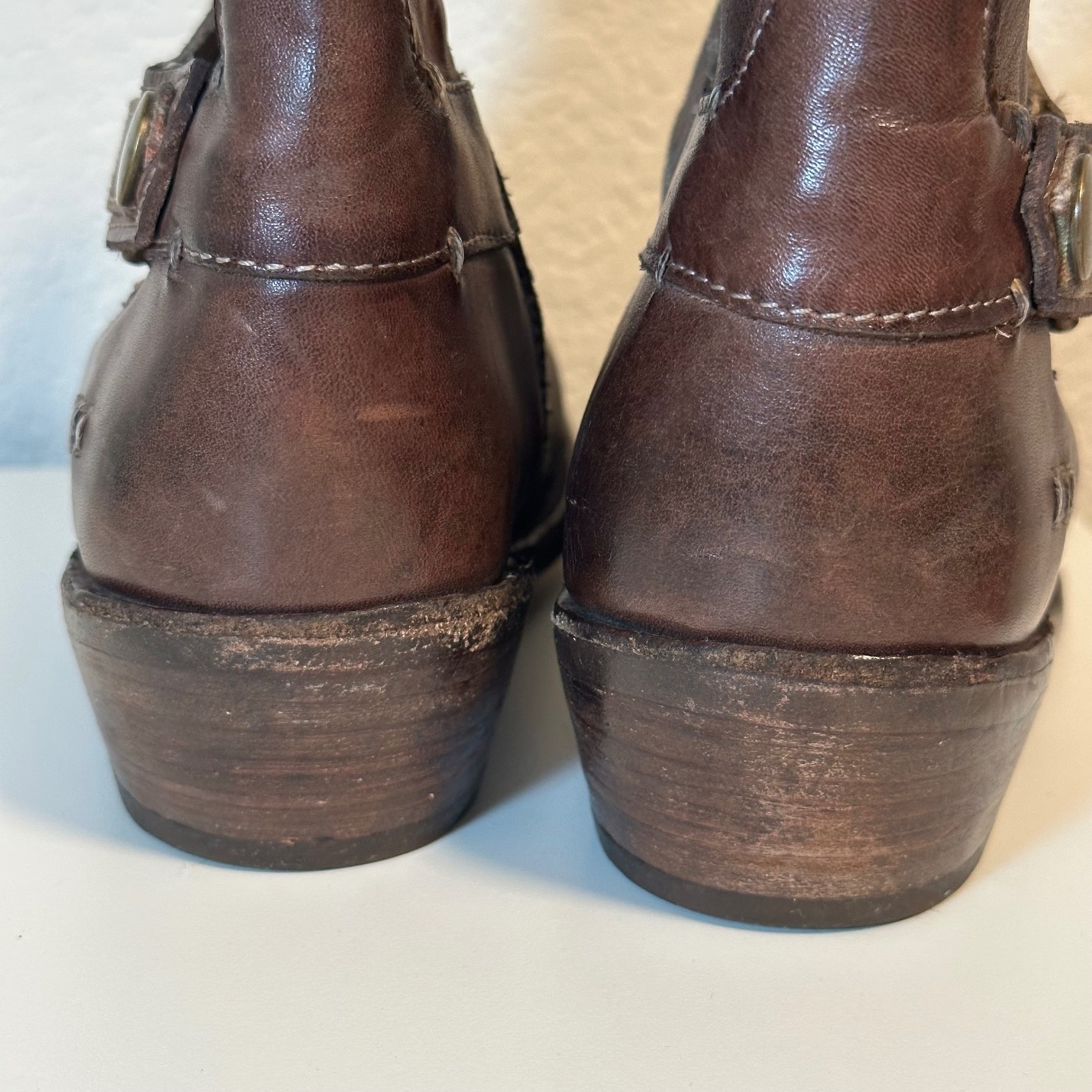 Bed Stu Cobbler Series Ankle Boots 7 Brown Leather Kilim Strap Distressed Zip Up — image 5 of 8